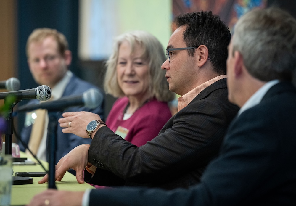 Panel on professions of character with Kenneth Townsend, left, Anna McEwan, David Go, and Anderson Spickard, III 